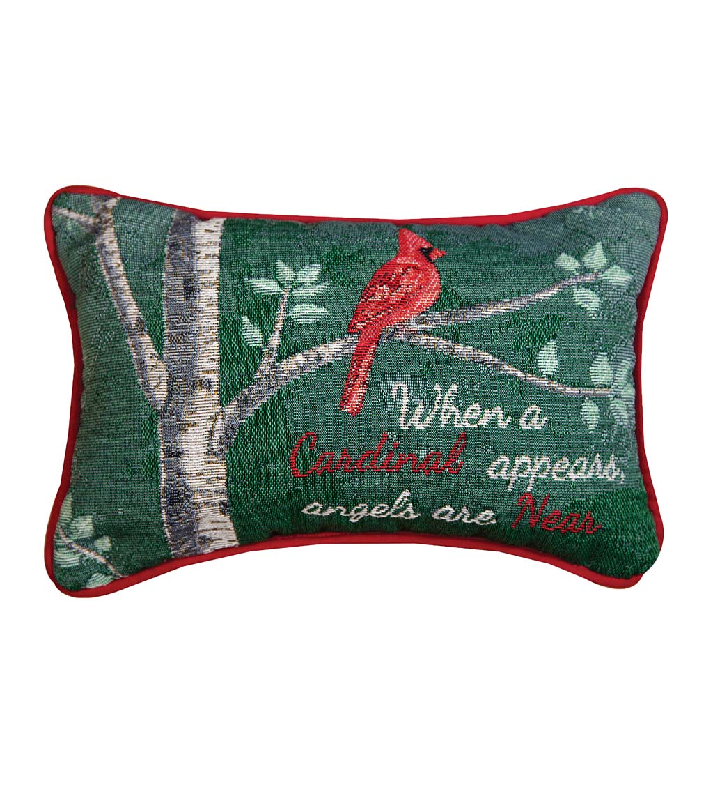 Cotton USA-Made Cardinals Tapestry Throw Pillow with Message