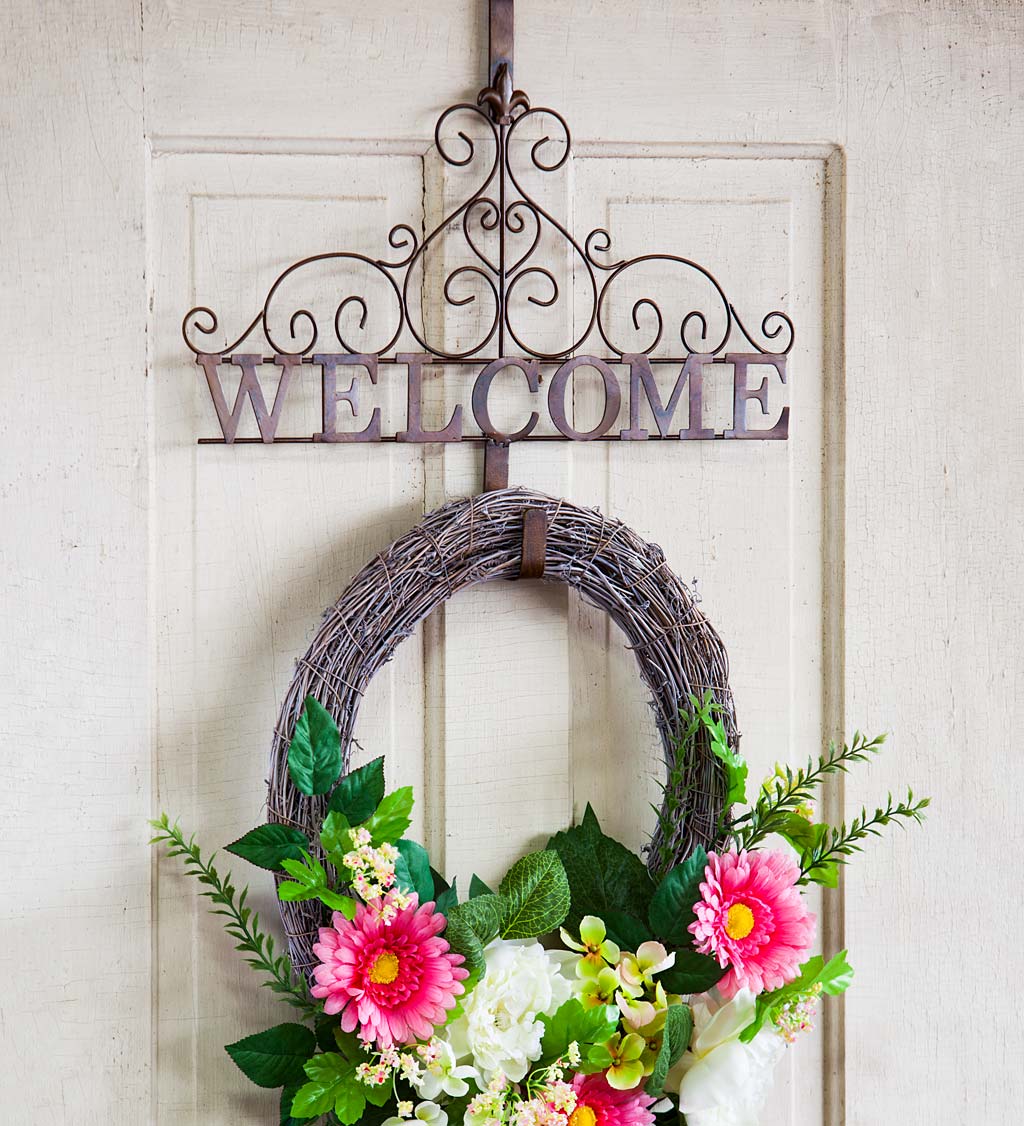 Metallic Copper Fleur-de-Lis Welcome Wreath Holder