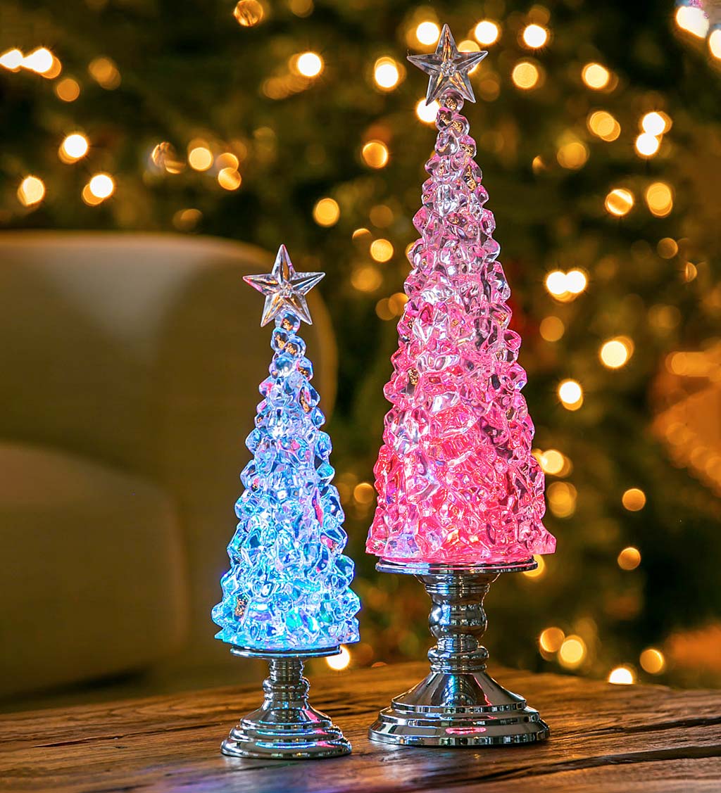 Lighted Christmas Trees Table Decor, Set of 2