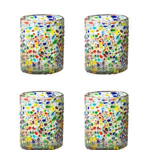 Handcrafted Recycled Glass Confetti Old-Fashioned Glass, Set of 4