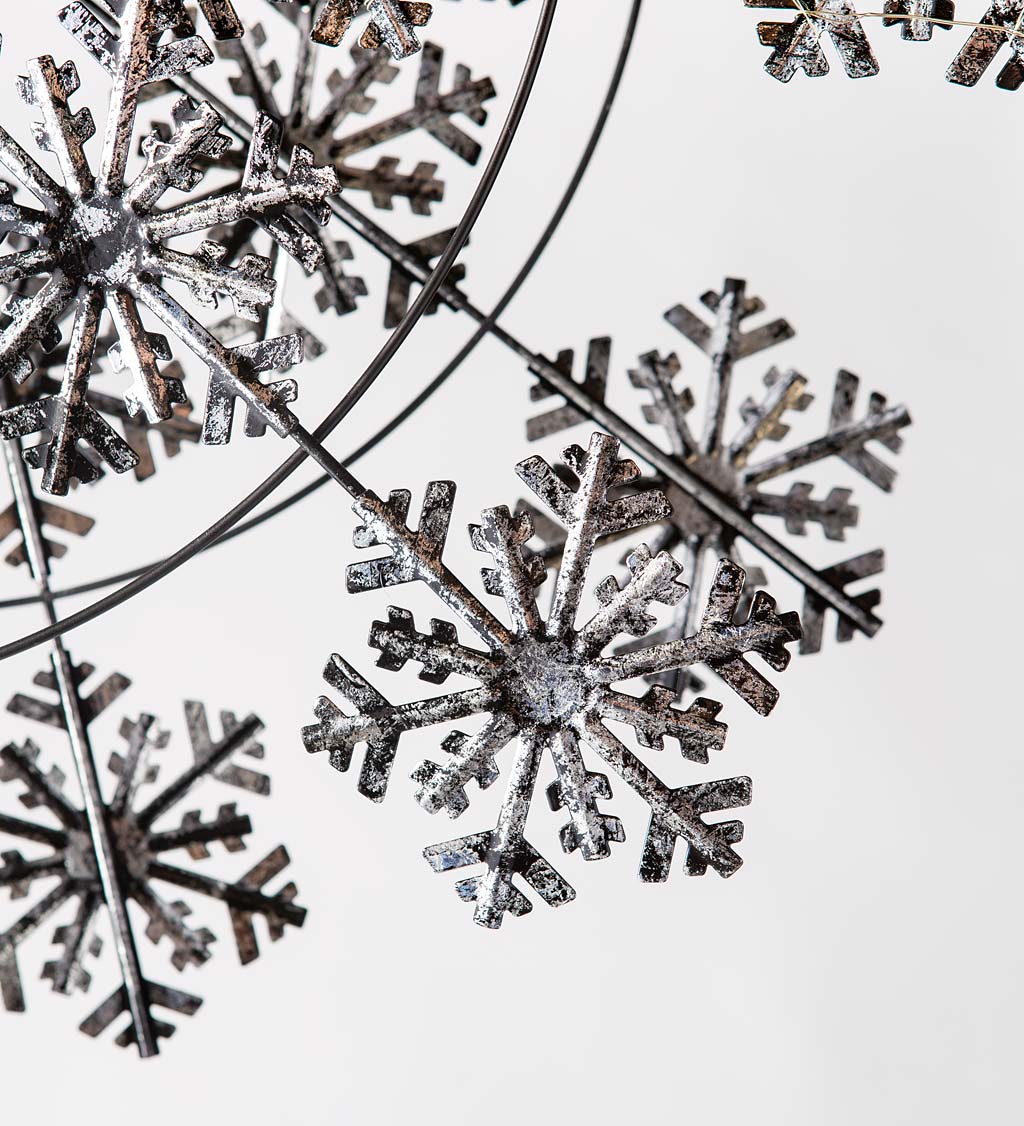 92"-High Solar Lighted Double Snowflake Wind Spinner