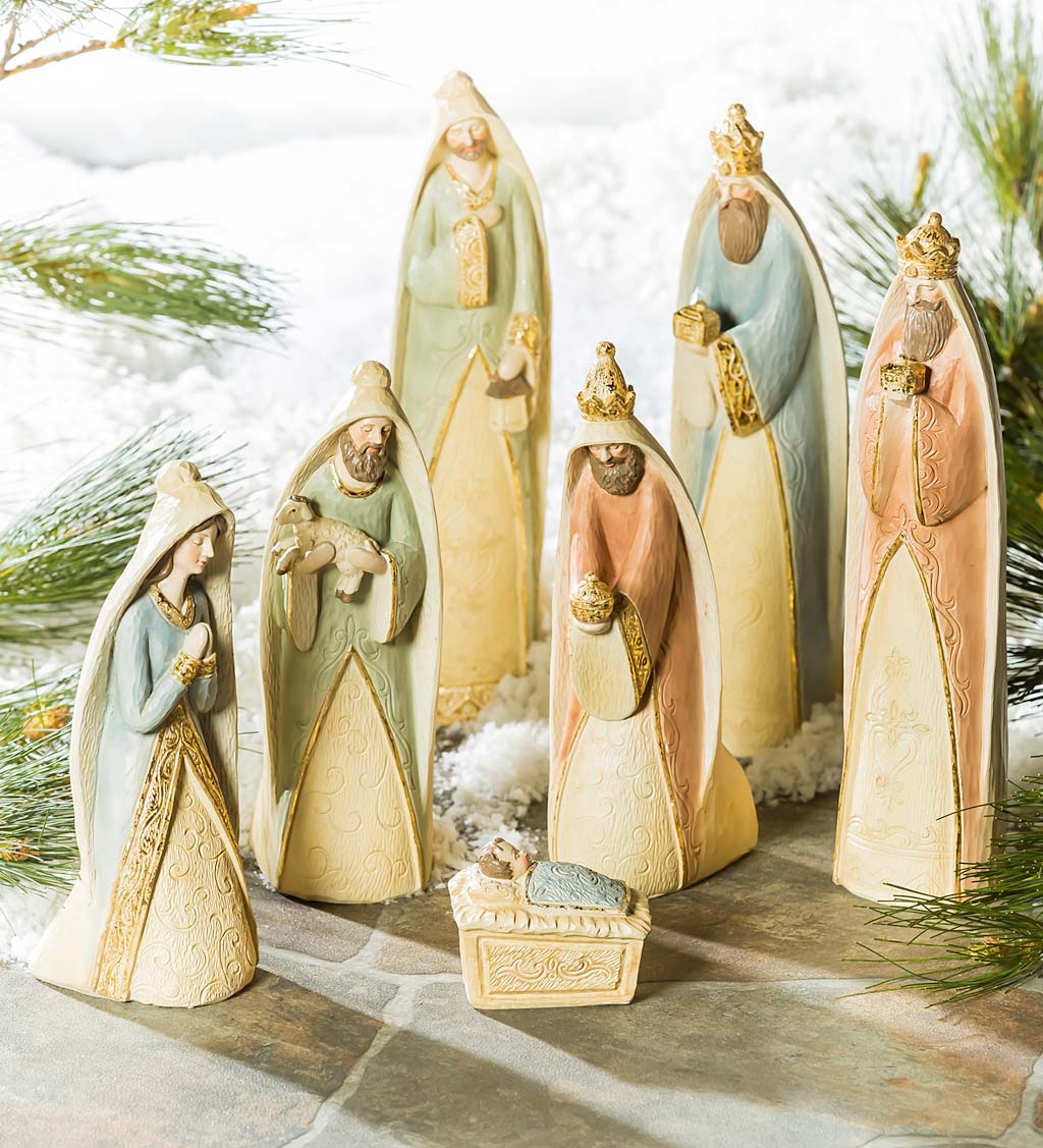Gilded Nativity Scene, Set of 7