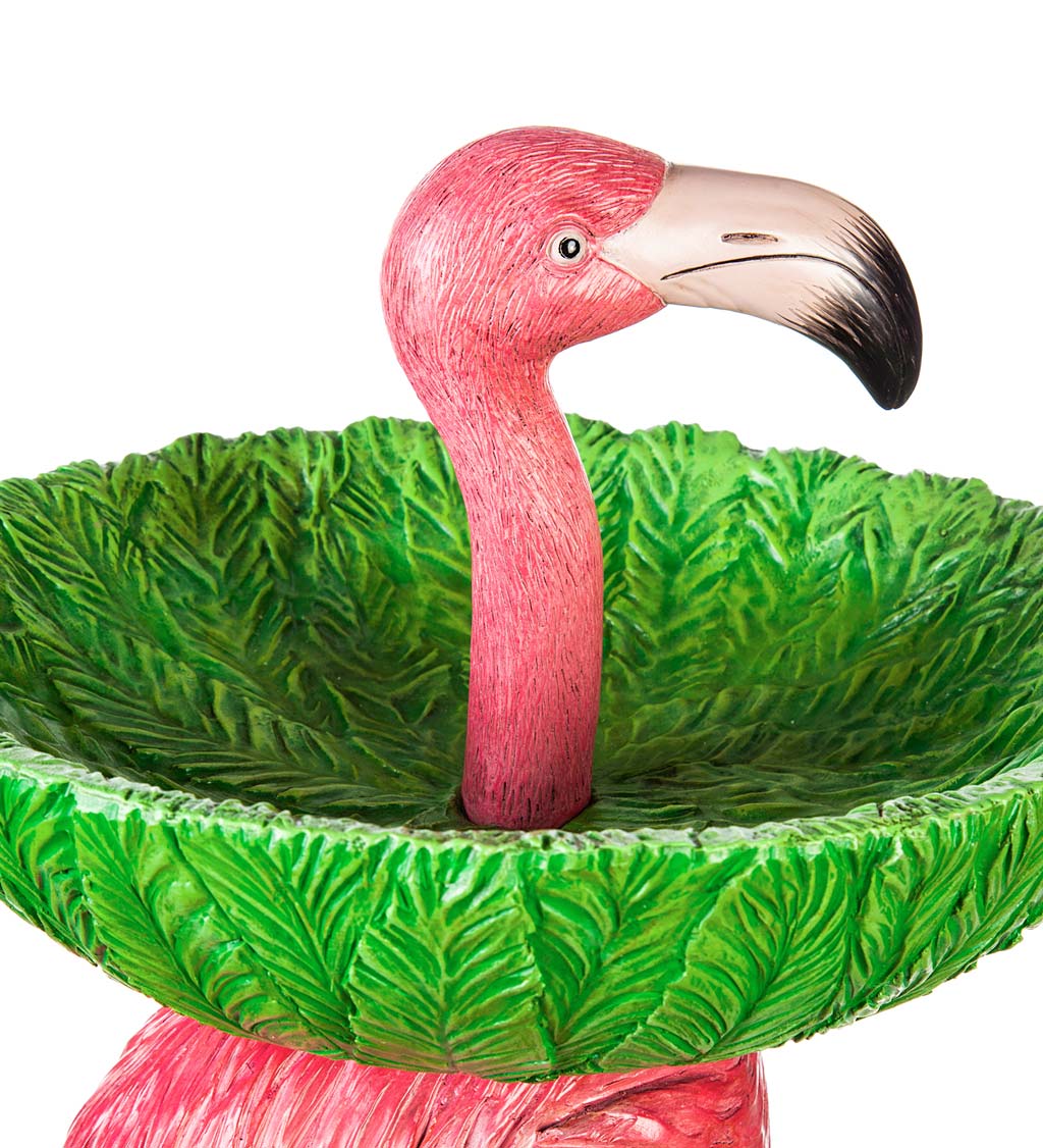 Tropical Flamingo Pedestal Birdbath