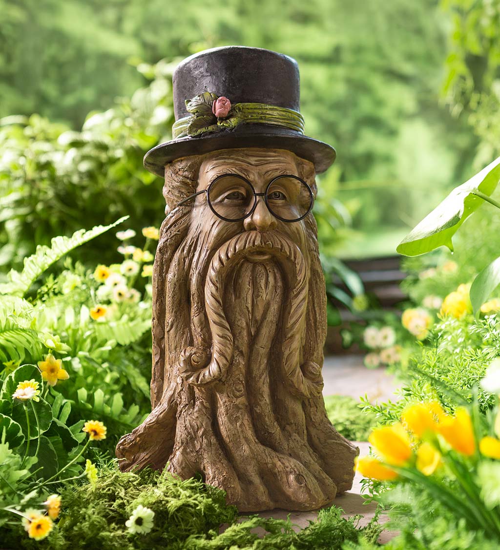 Resin Indoor/Outdoor Tree Man with Hat Garden Sculpture