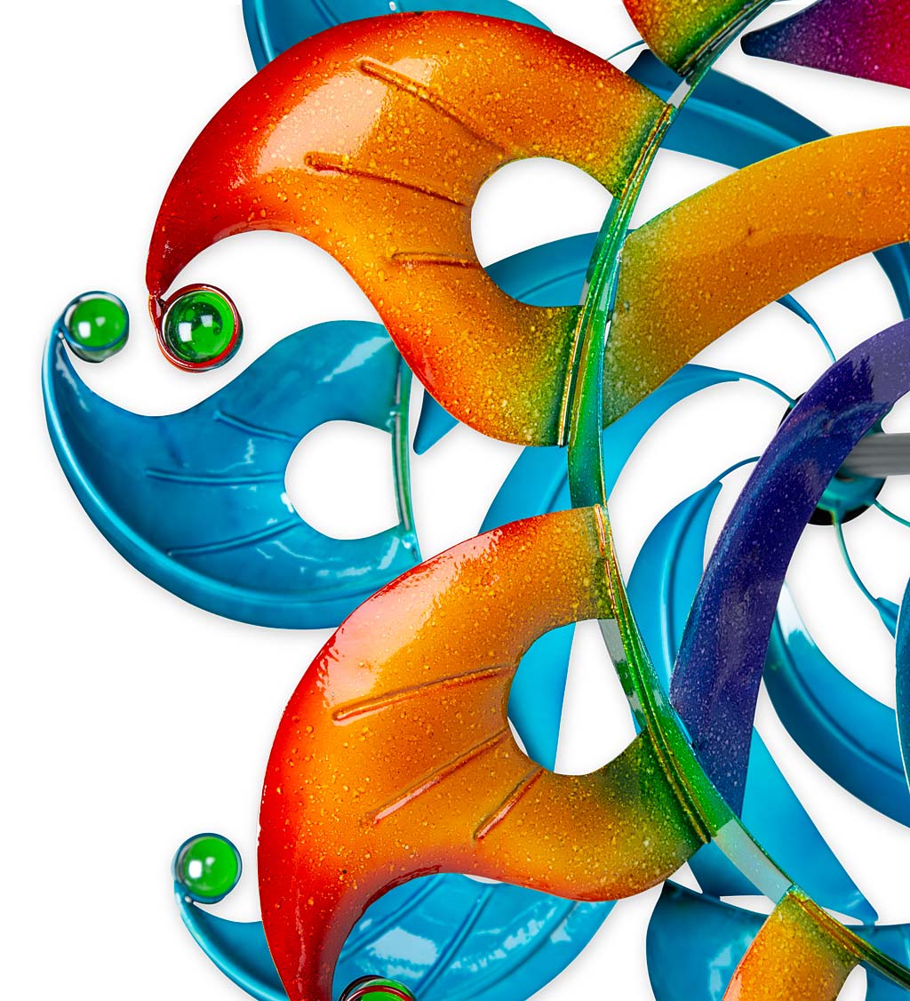 Colorful Waves Metal Wind Spinner With Glass Balls