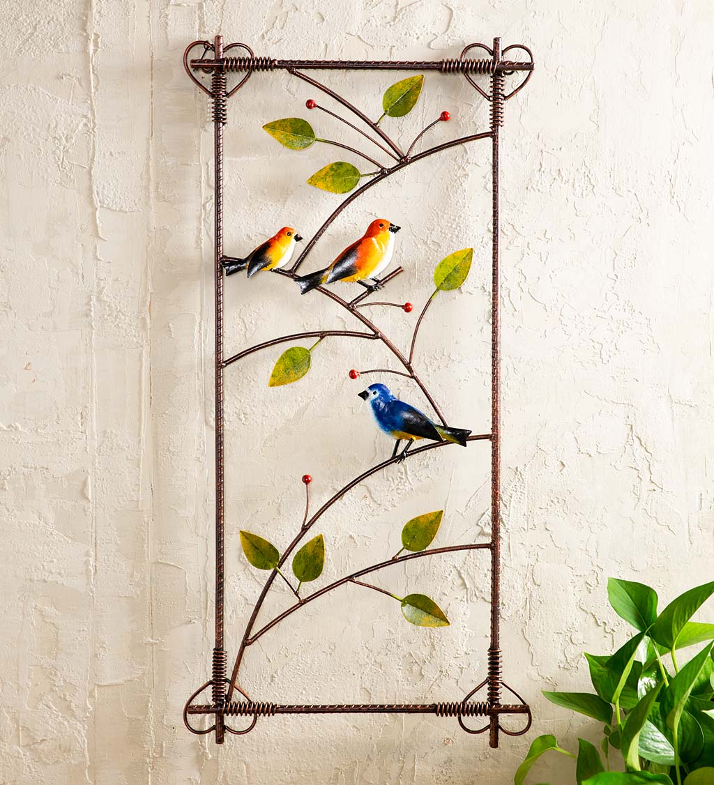 Handcrafted Three Birds Indoor/Outdoor Metal Wall Art