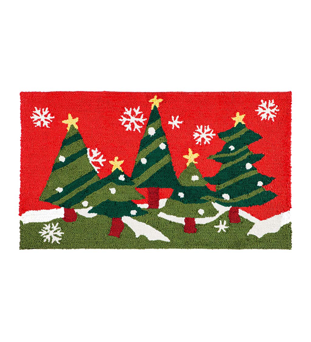 Christmas Trees Holiday Hooked Accent Rug