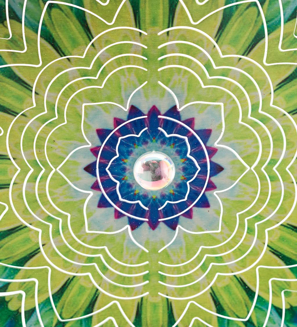 Lotus Mandala Optical Illusion Hanging Metal Spinner