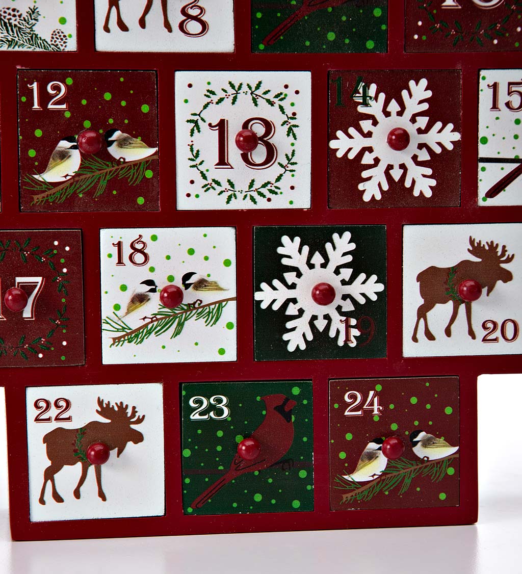 Wooden Tree-Shaped Advent Calendar with 24 Decorated Drawers to Hold Your Treats