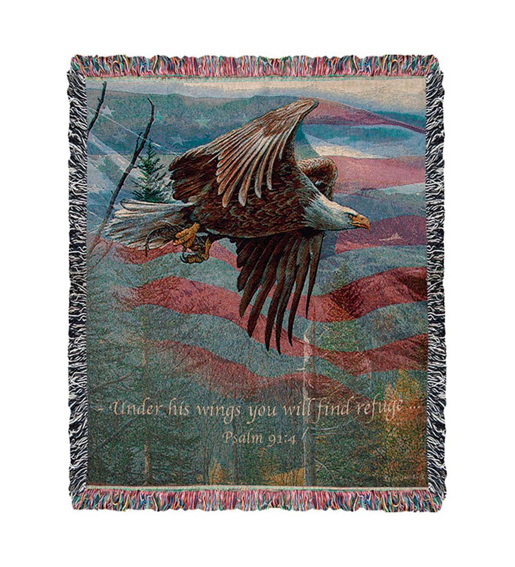 Patriotic Eagle Tapestry Throw "May Freedom Forever Fly"