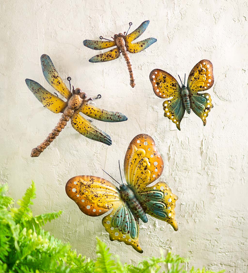 Rustic Metal Butterflies for Wall Hanging or Tabletop, Set of 2