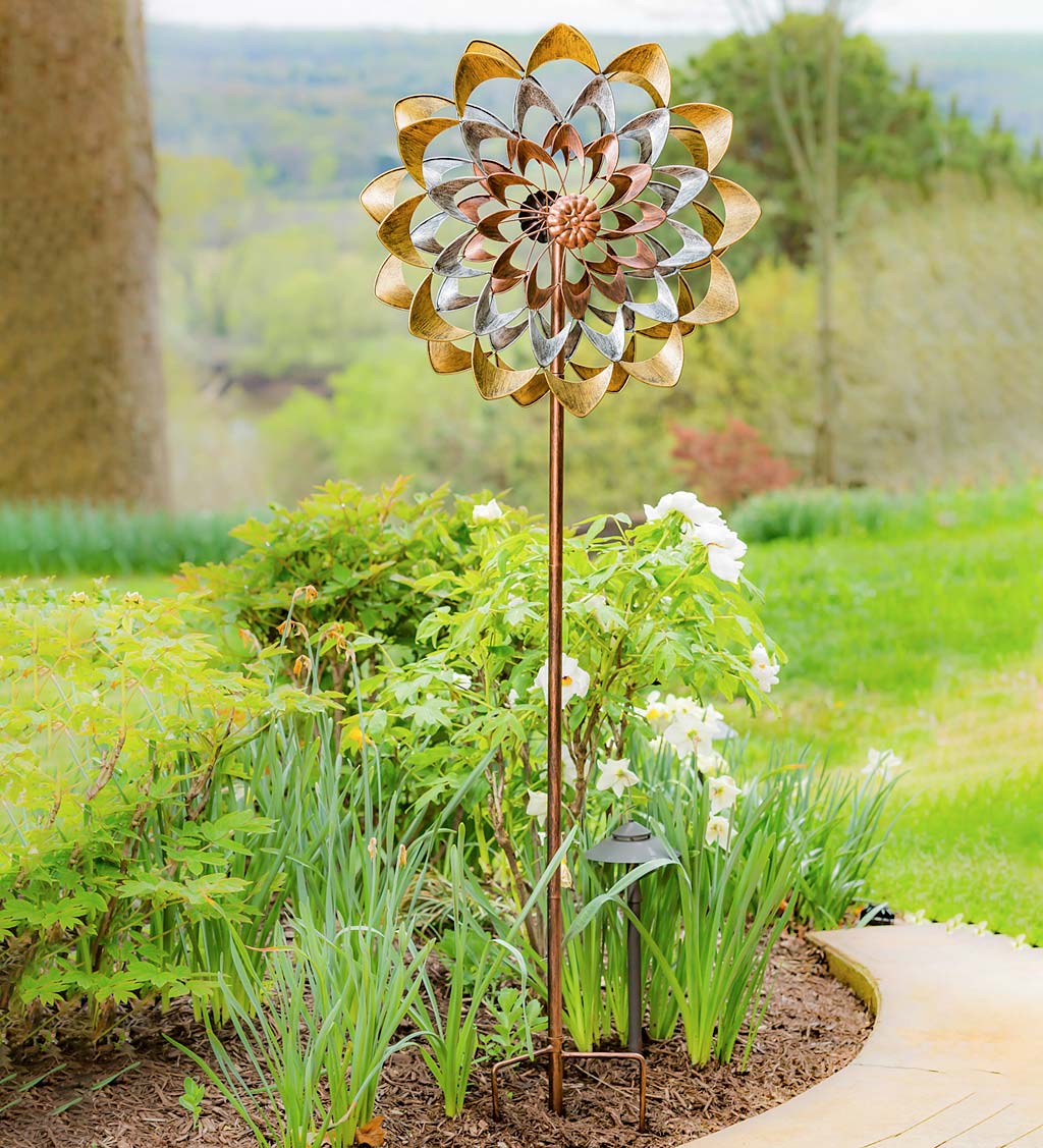 Copper and Gold Flower Wind Spinner