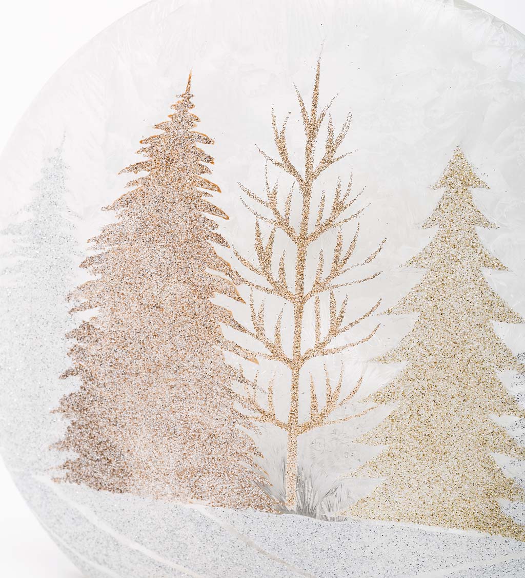 Winter Trees Battery-Operated Lighted Glass Tabletop Decoration