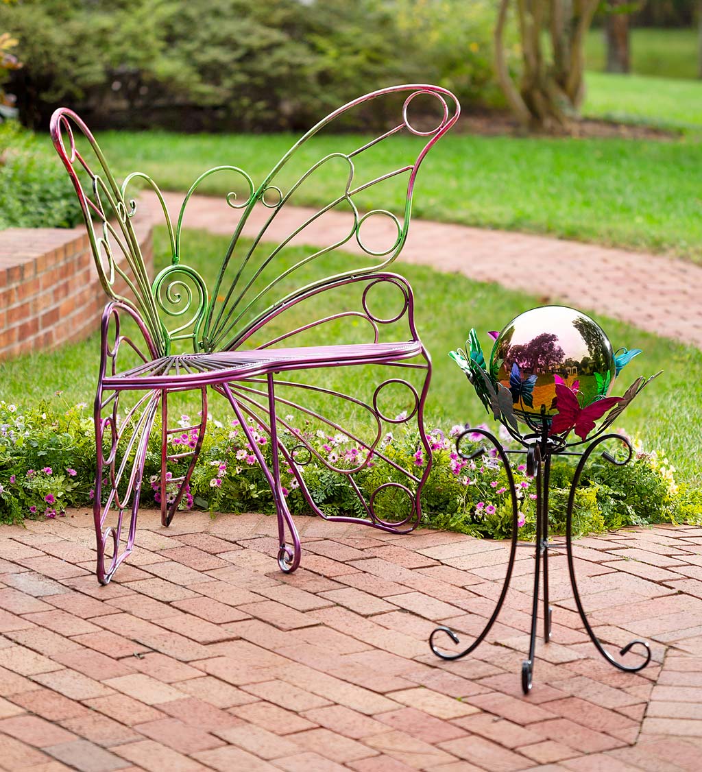 Multi-colored Powder-coated Metal Butterfly Garden Chair