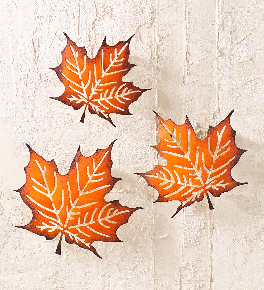 Maple Leaves Wall Art, Set of 3