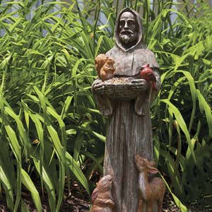 St. Francis and Friends Garden Statuary with Bird Feeder