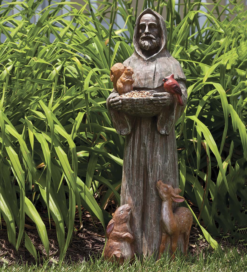 St. Francis and Friends Garden Statuary with Bird Feeder