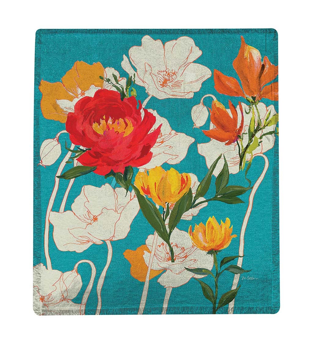 Peony and Poppies Throw Blanket