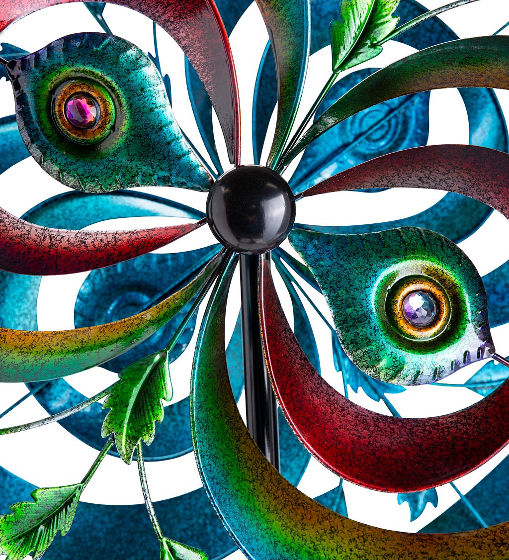 Vibrant Peacock-Inspired Metal Infinity Wind Spinner