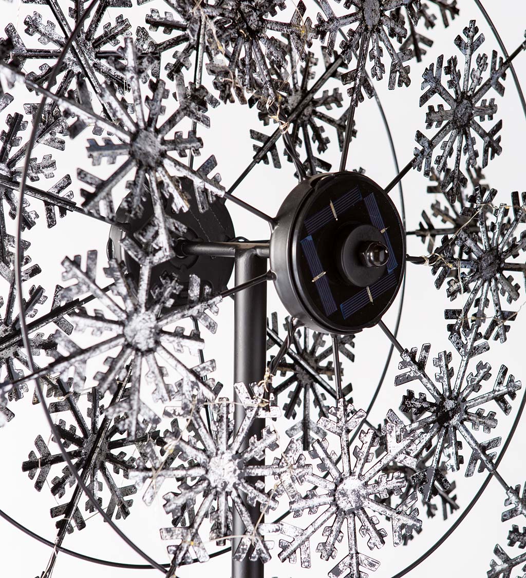 92"-High Solar Lighted Double Snowflake Wind Spinner