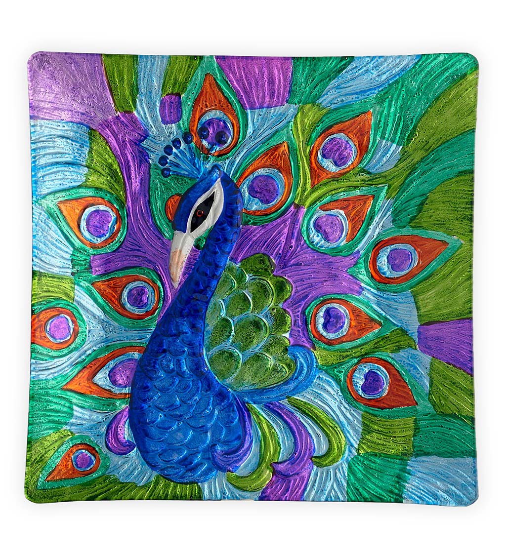 Peacock Decorative Square Platter