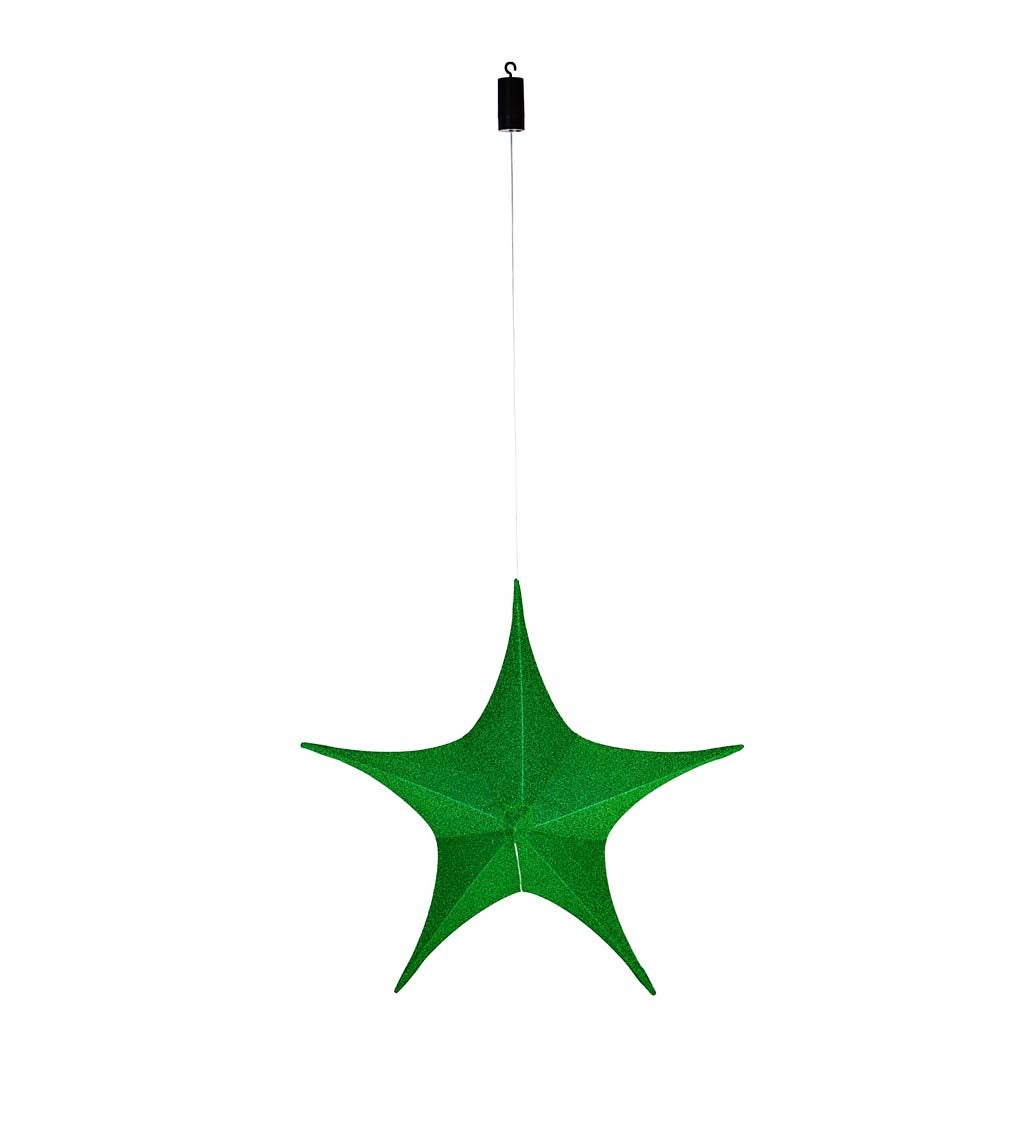 Lighted Hanging Fabric Star, Large Green