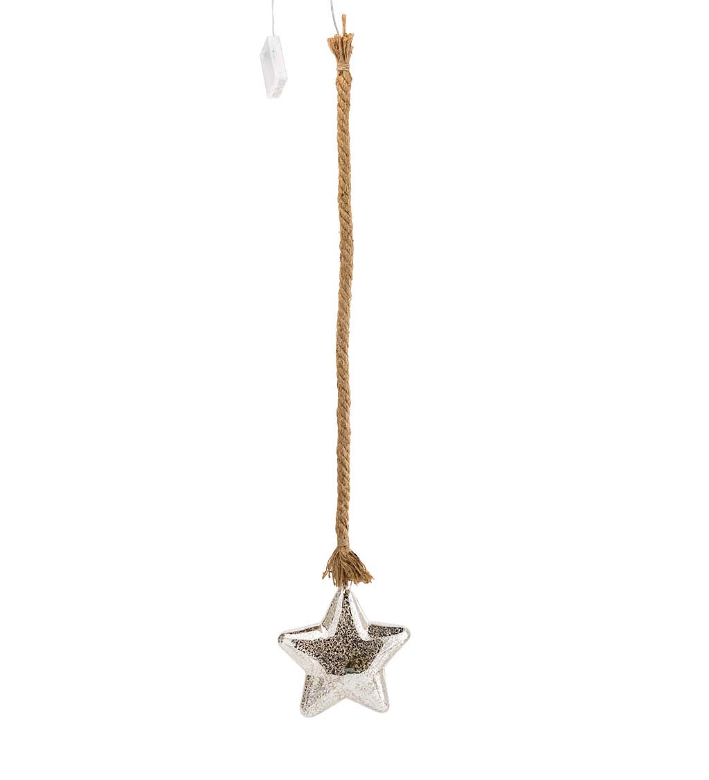 Glass Indoor Star Light With Hanging Rope and Integrated Timer swatch image