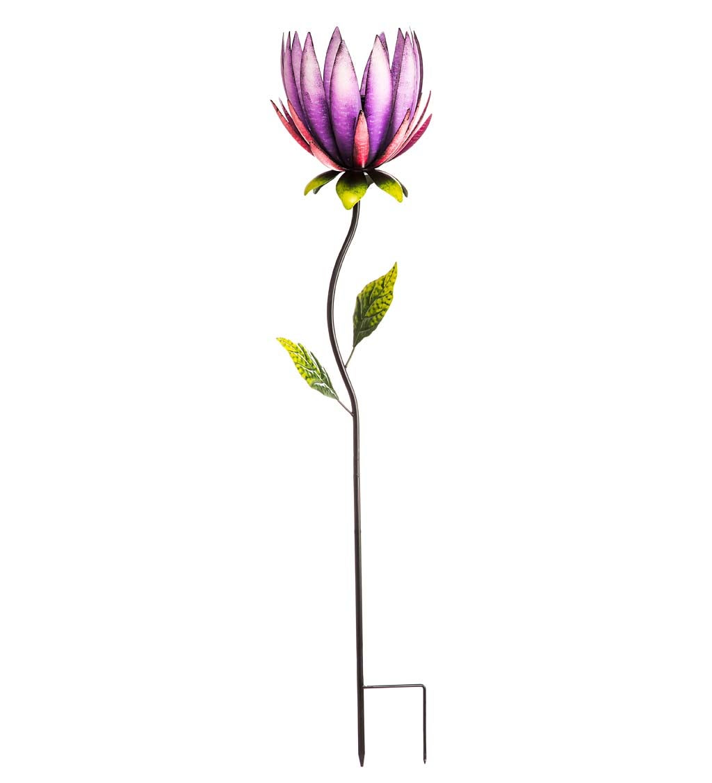Metal Lighted Purple and Pink Solar Flower Garden Stake