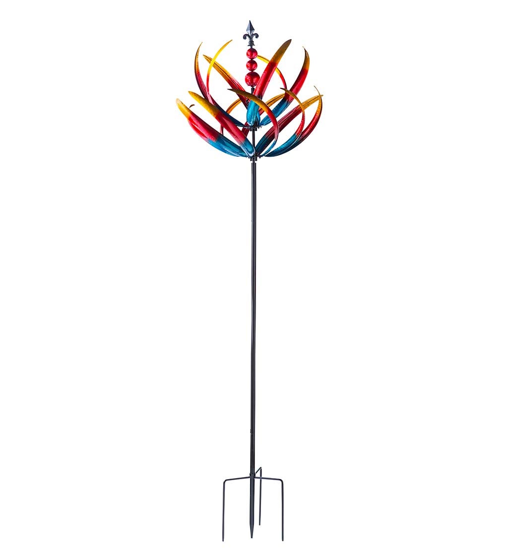 Vertical Feather Colorful Double-Tier Metal Wind Spinner