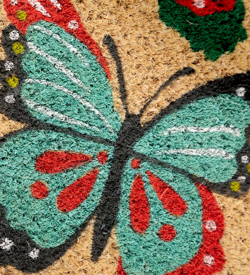 Butterfly Coir Plush Doormat