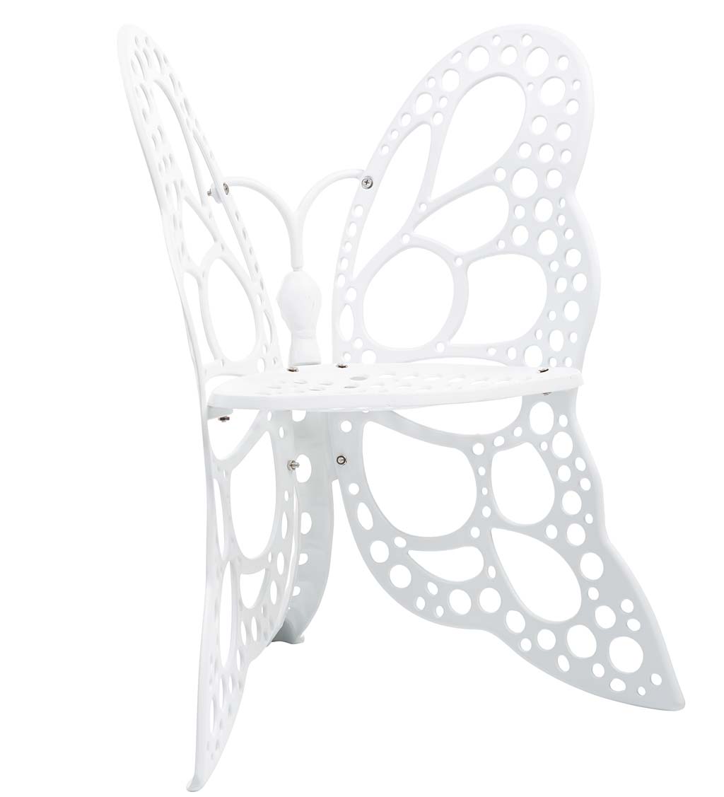 Cast Aluminum White Butterfly Wings Chair