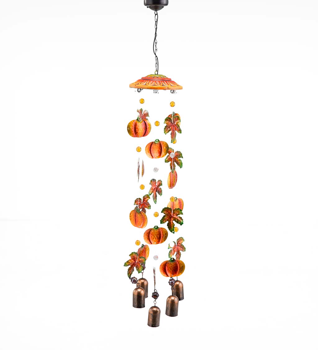 Pumpkin CALIDAKA Solar Pumpkin Wind Chimes Solar Powered Halloween Wind Chimes Water Proof LED Wind Chime Pumpkin String Light Wind Chime Halloween Wind Bell Lights for Holiday Porch Garden Party 