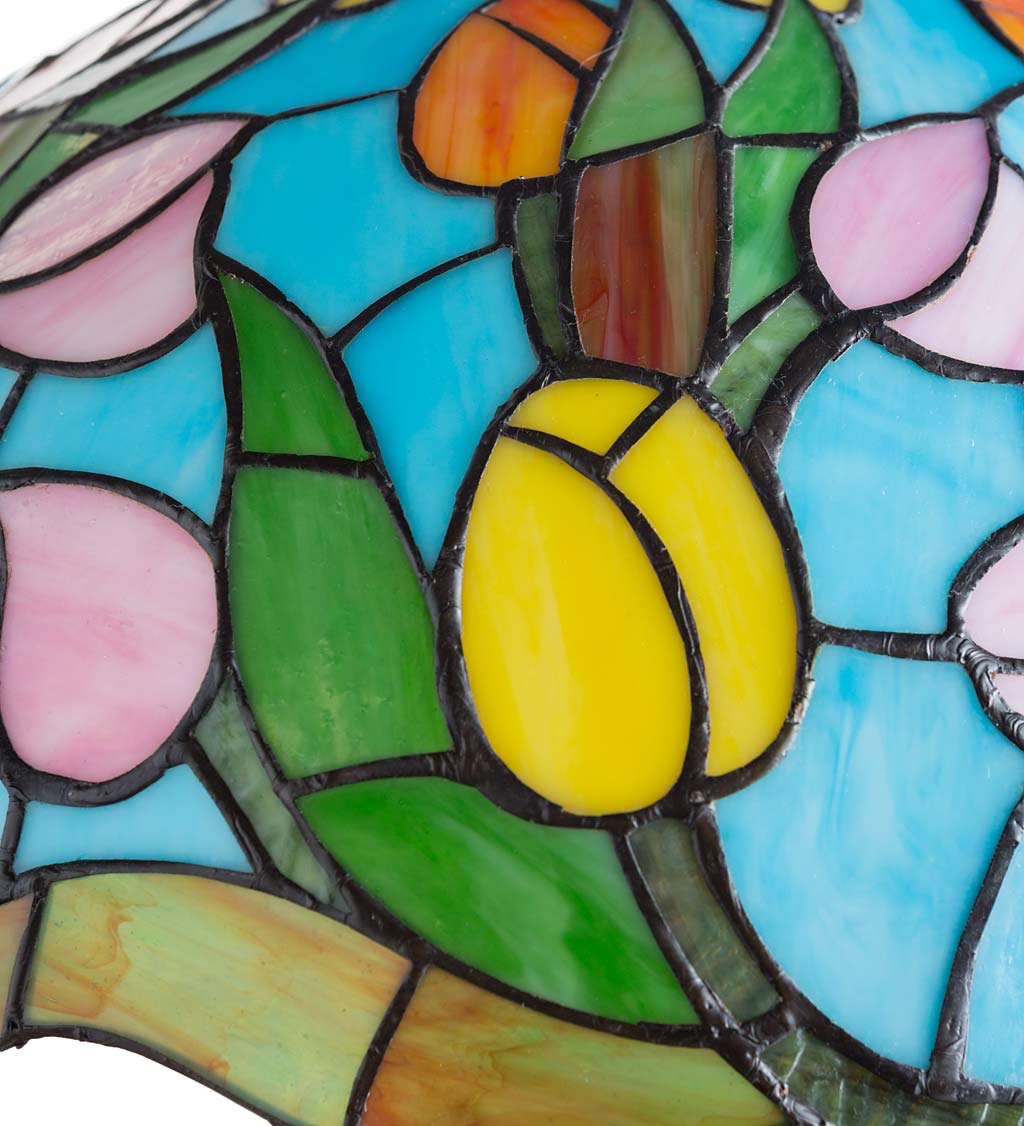 Tiffany-Style Stained Glass Tulip-Themed Table Lamp