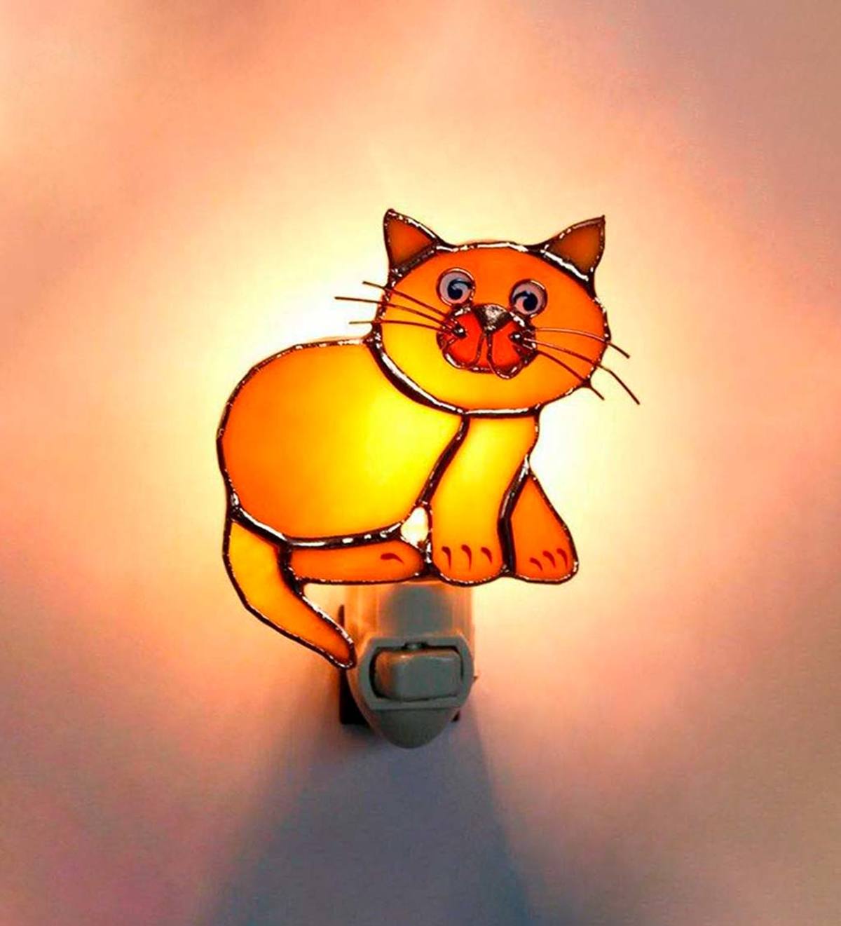 Handcrafted Stained Glass Cat Nightlight