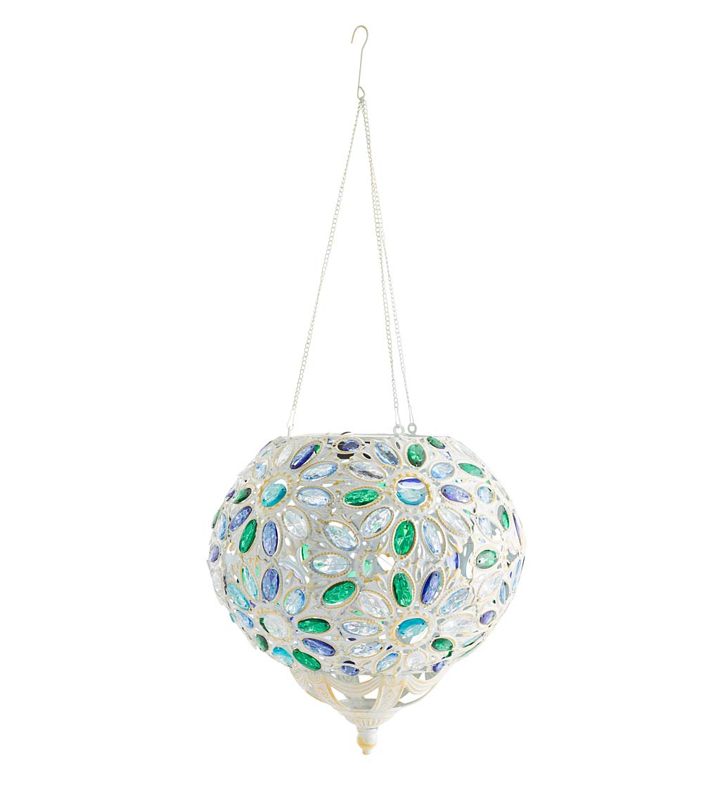 Solar Mosaic Hanging Light with Acrylic "Jewels" and Hanging Chain
