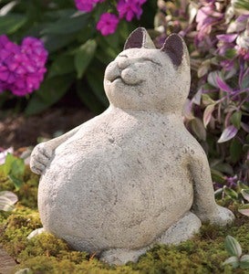 Handcrafted Volcanic Ash Lucky Cat Indoor/Outdoor Sculpture