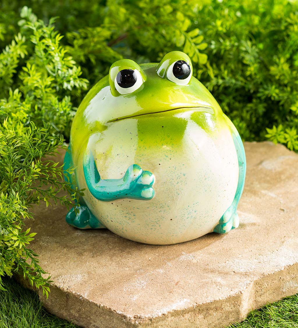 Metal Green Frog Garden Decoration Statue Sculpture Outdoor Wall Home Arts Decor