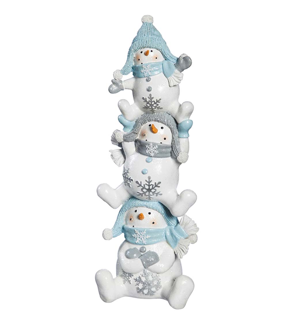 Stacked Snowmen with Hats and Scarves Statuary | Wind and Weather