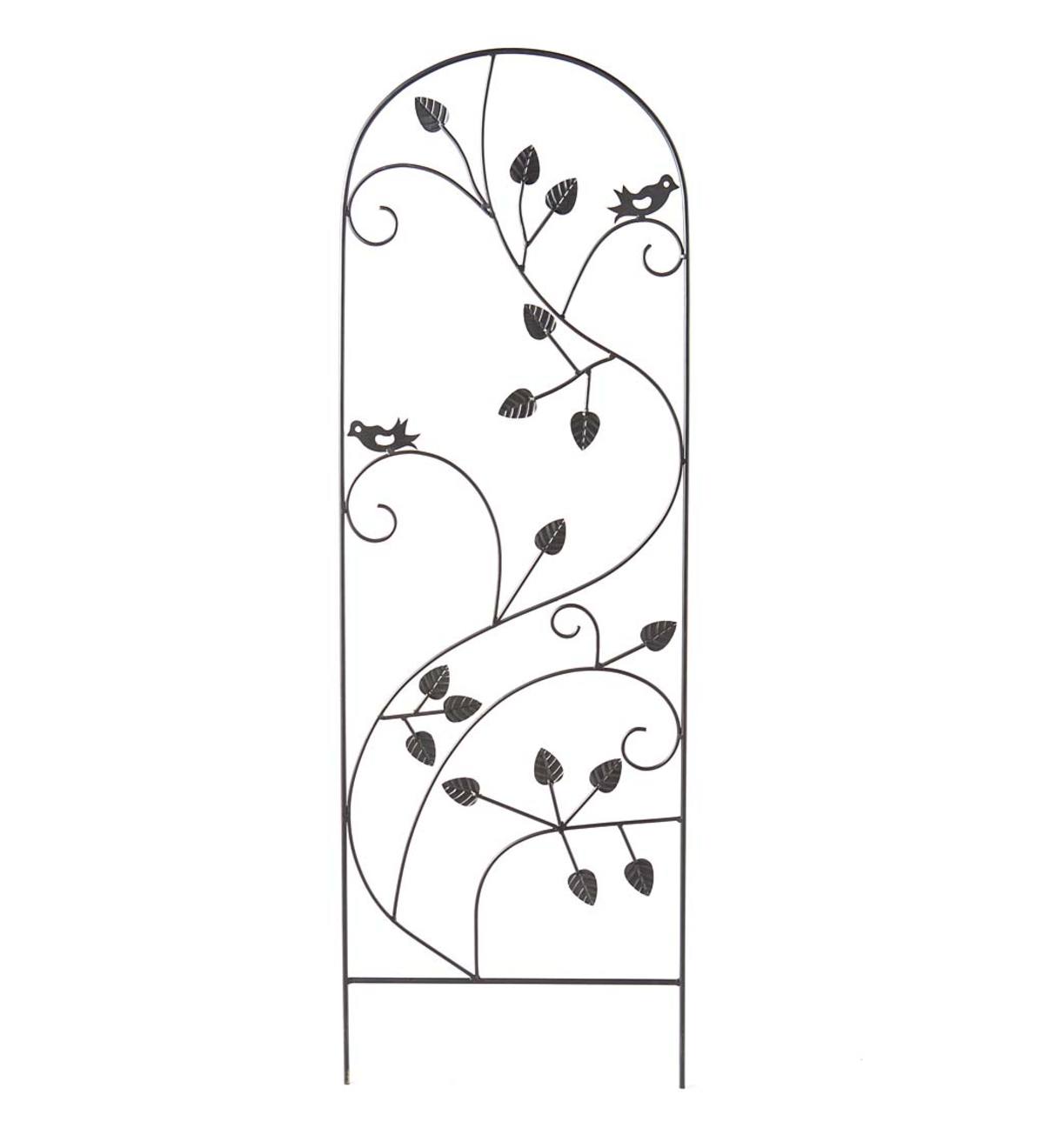 Wrought Iron Powder-Coated Birds and Vines Trellis | Wind and Weather