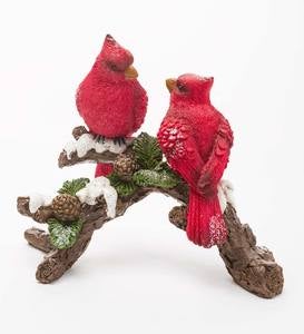 Snow Dusted Red Standing Cardinal on Platform 9 x 8.5 Resin Decorative Tabletop Figurine 