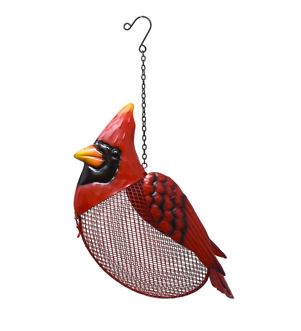 Whimsical Hanging Mesh Cardinal Bird Feeder
