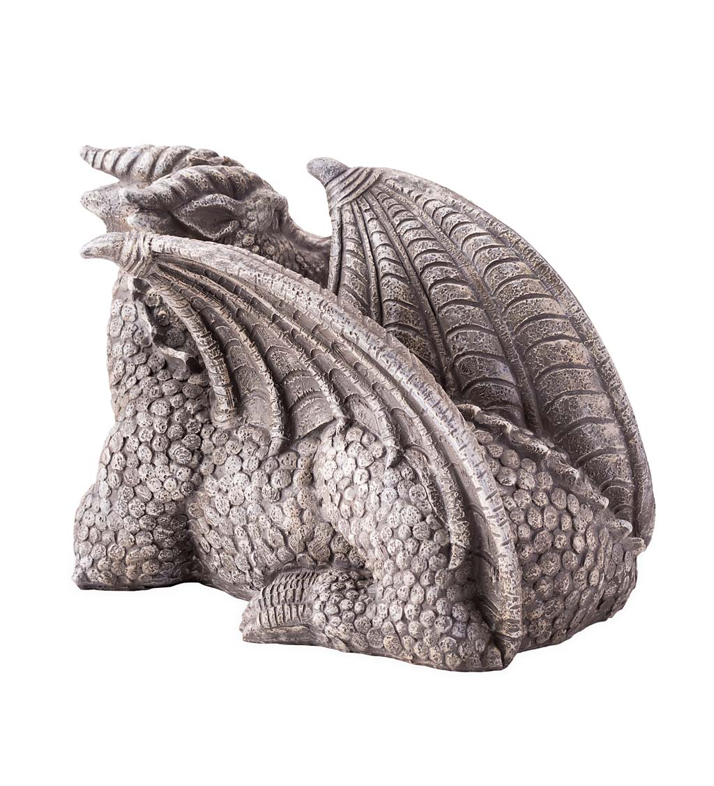 Indoor/Outdoor Resin Dragon Sculpture With Look of Carved Stone
