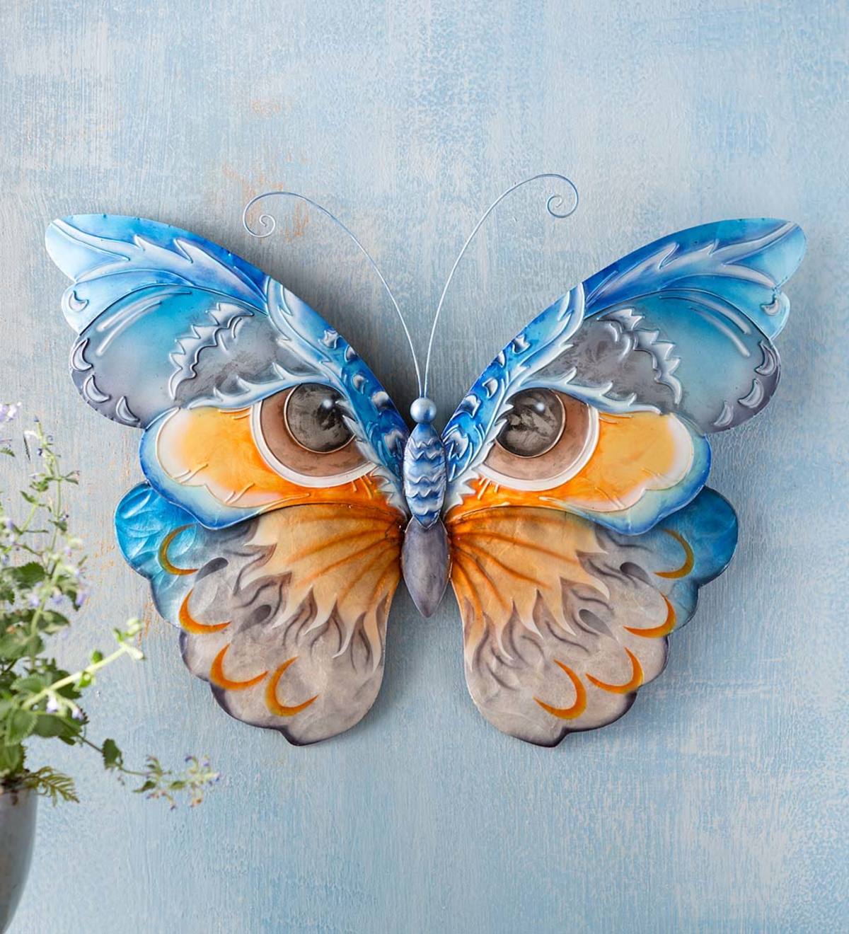 Metal and Capiz Owl Butterfly Wall Art
