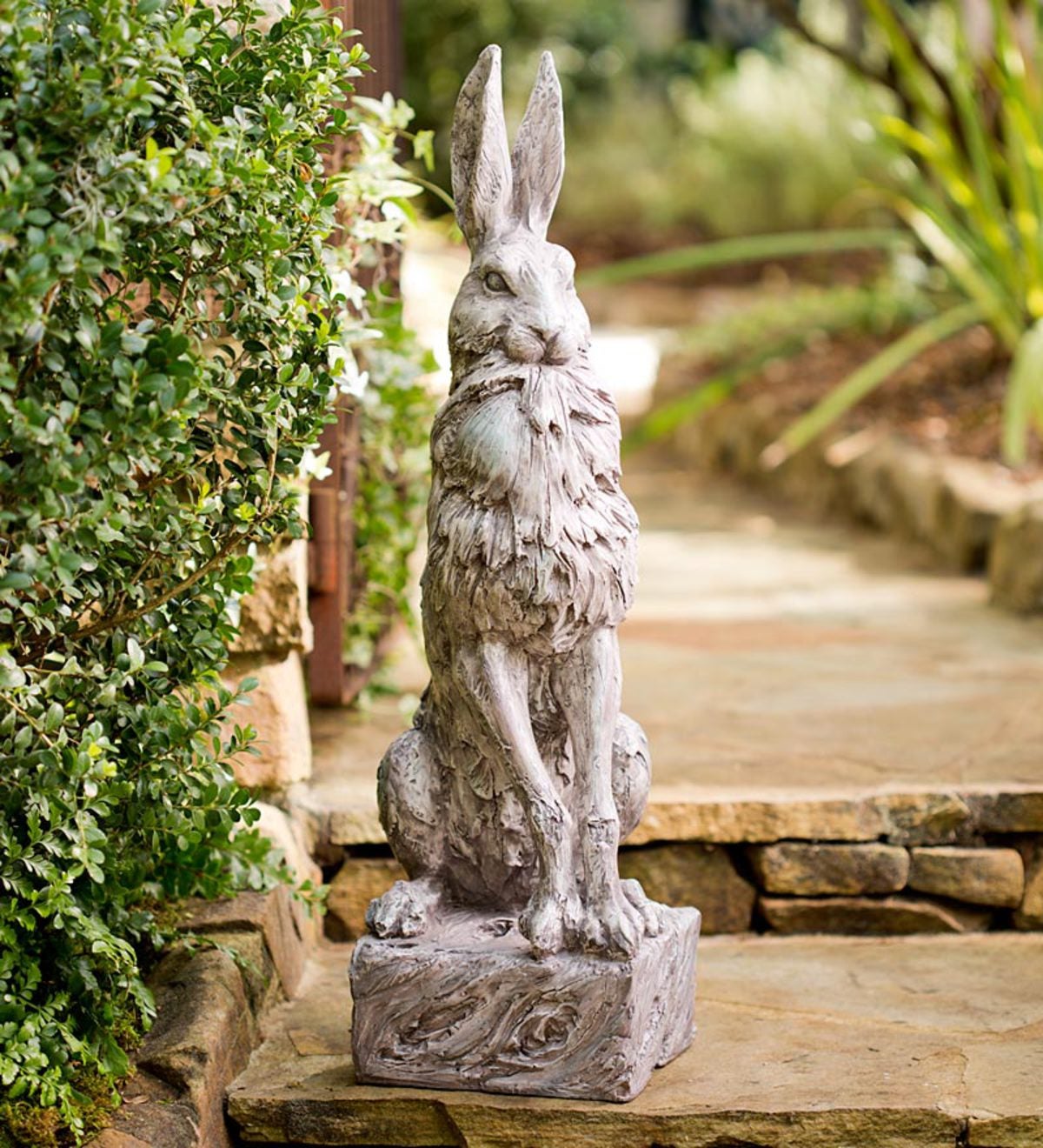 wildlife garden sculpture Natural outdoor statue Hare outdoor sculpture Hare wildlife sculpture Hare garden sculpture