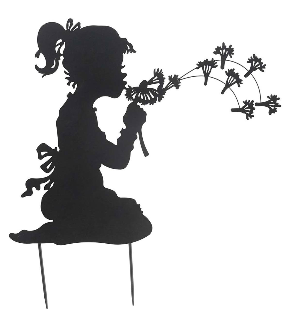 Dandelion Girl Silhouette Metal Garden Stake | Garden Stakes | Garden