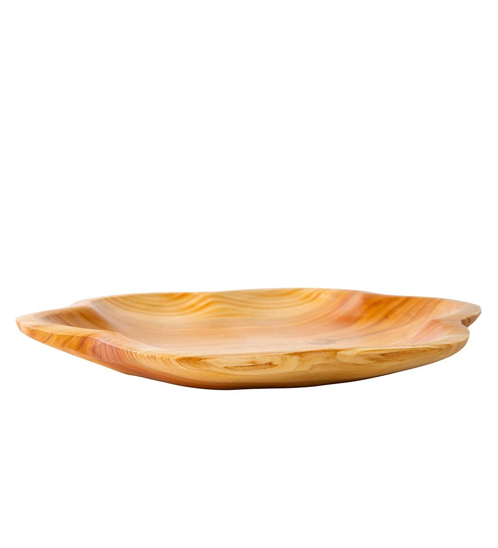 Hand-Carved Root Wood Flower-Shaped Serving Trays, Set of 3