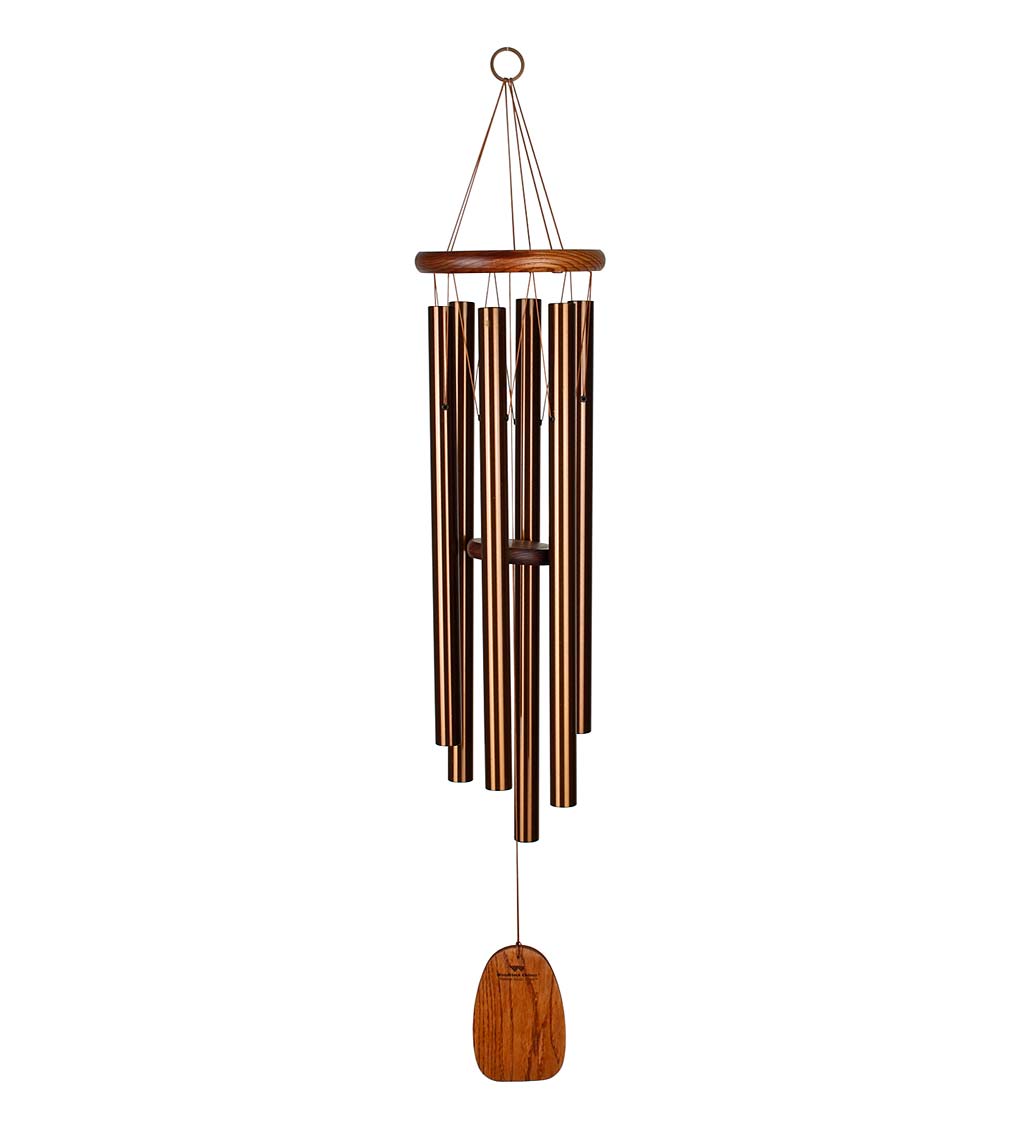 Large Bronze-Colored Aluminum Amazing Grace Wind Chime With Ash Wood Disk And Wind Catcher