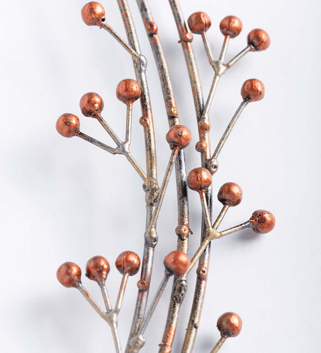 Handcrafted Metal Teardrop Reeds and Berries Wreath