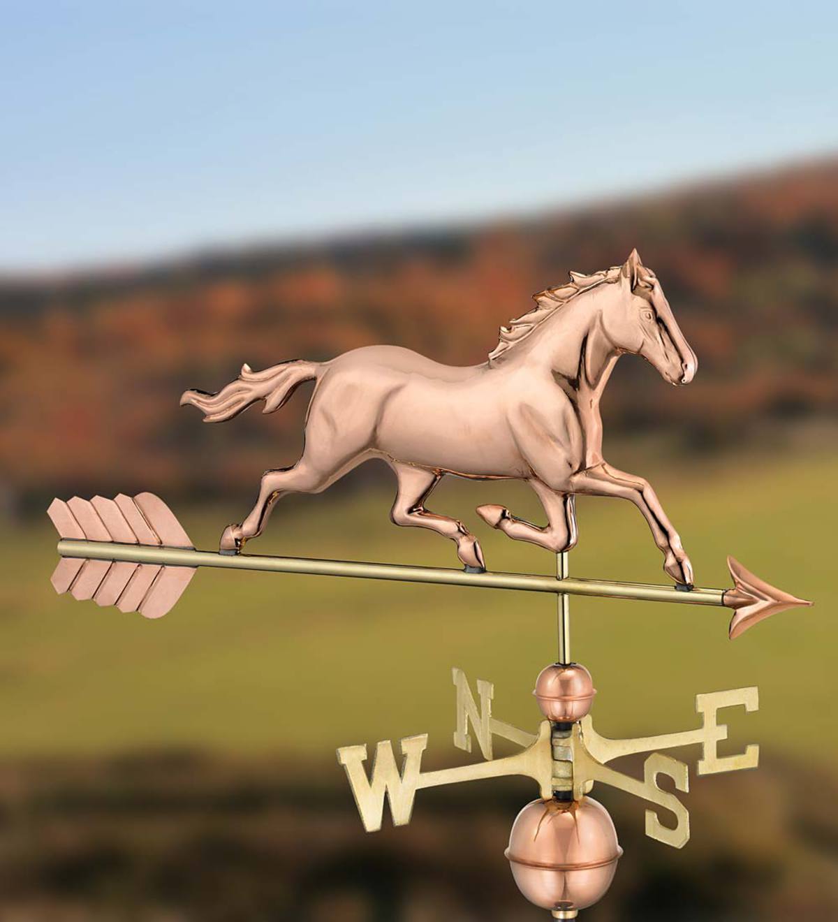 Tangkula Weathervane Roof Mounted Outdoor Polished Copper Wind Weather Direction with Horse Ornament 