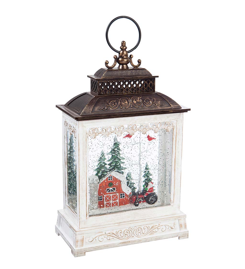 Winter Barn LED Lantern with Spinning Action Table Decor